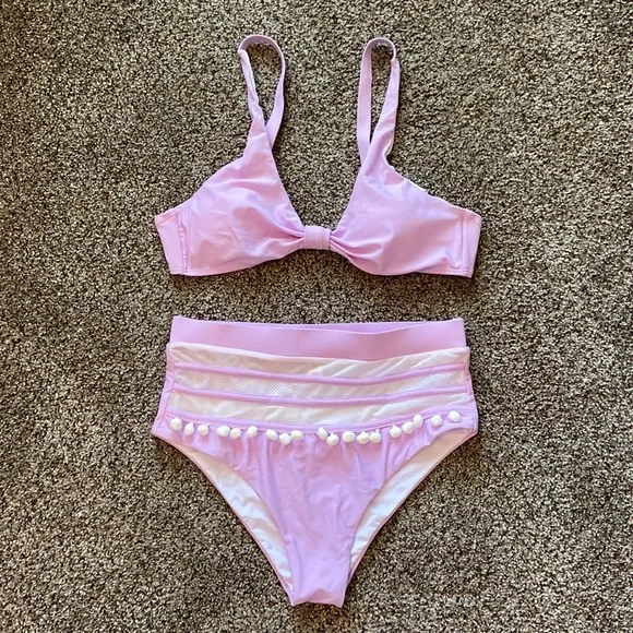Pink Lily High Waisted Bikini, Top S, Bottom M - Picture 2 of 7